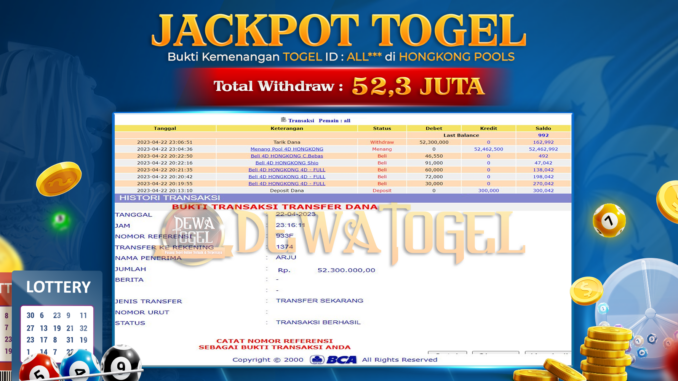 BUKTI JACKPOT DEWATOGEL #214